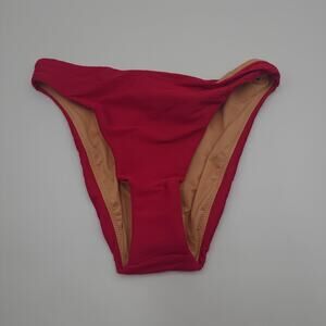 J. Crew Ribbed High-rise Cheeky Bikini Bottom in Pink Size S